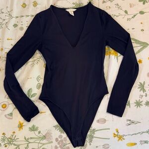 H&M Deep V-Neck Black Bodysuit